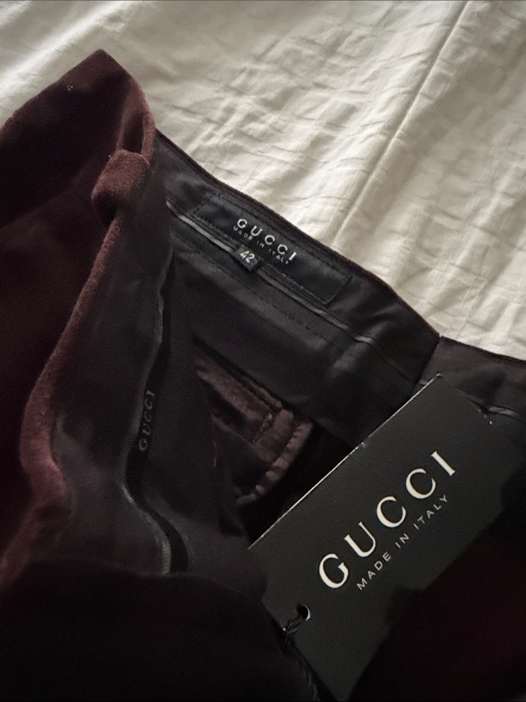 Gucci Vintage Deep Burgundy Velvet Trousers - New With Tags